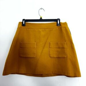 Promod Mustard Mini Skirt with Front Pockets